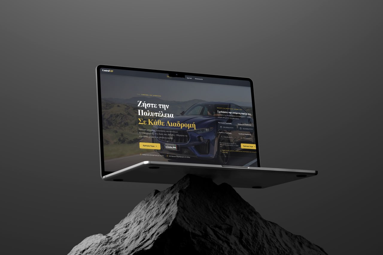 Central VIP luxury car-rental website with online booking, built by Prime Tech